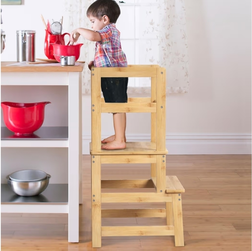 Kitchen Step‎ Stool with Safety Rail Toddlers Learning Stool Standing Tower Kids